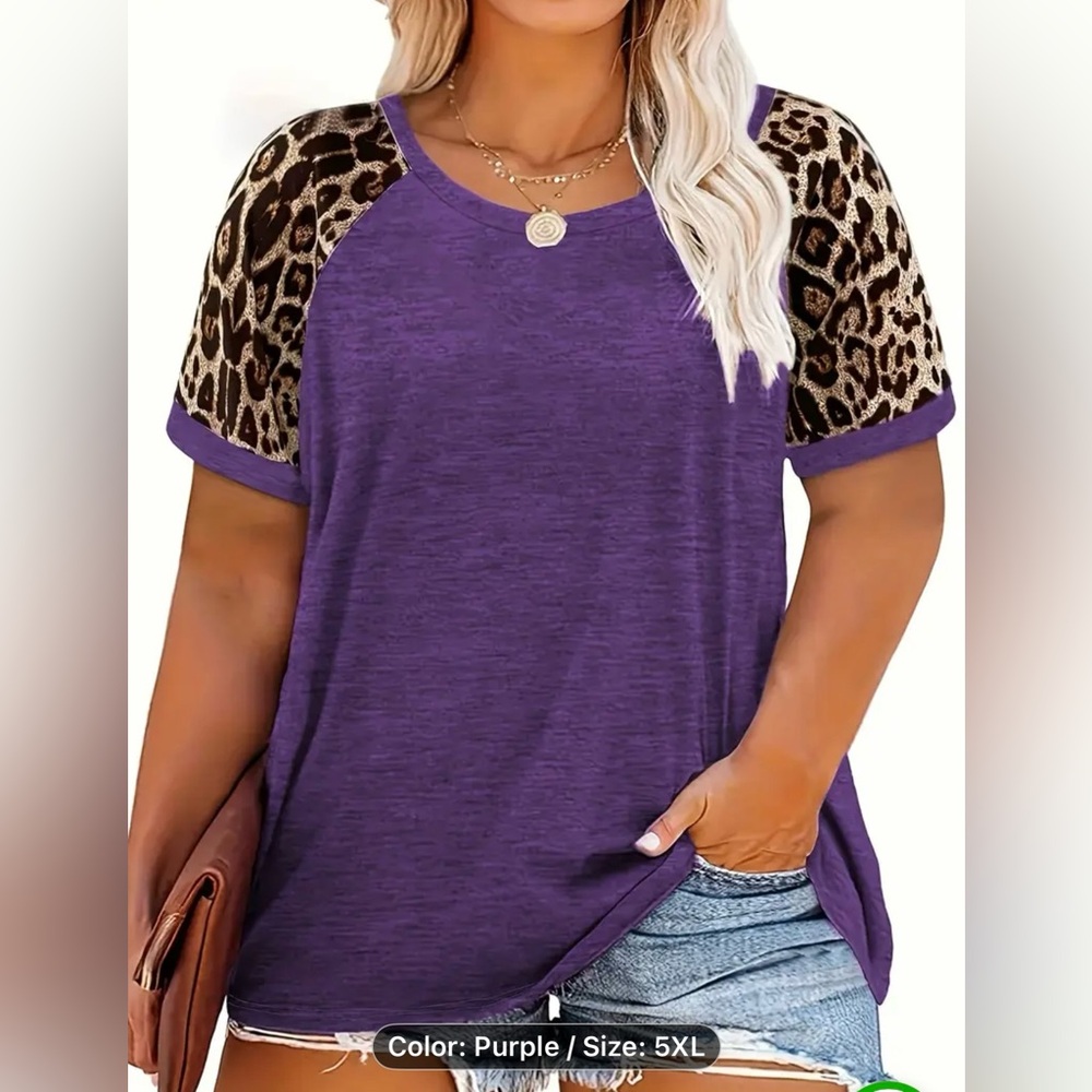 Purple Leopard Sleeve Women's Top